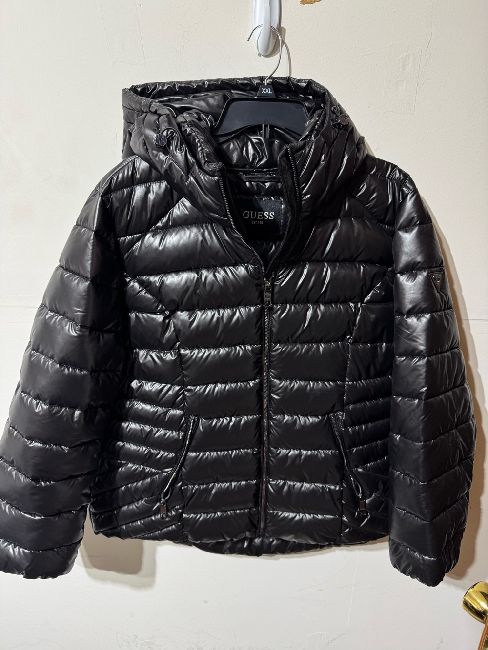 GUESS Black Puffer Jacket with Hood- Plus Size
